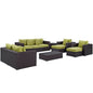 Convene Nine PCS Outdoor Patio Sofa Set, Green, Rattan 10396