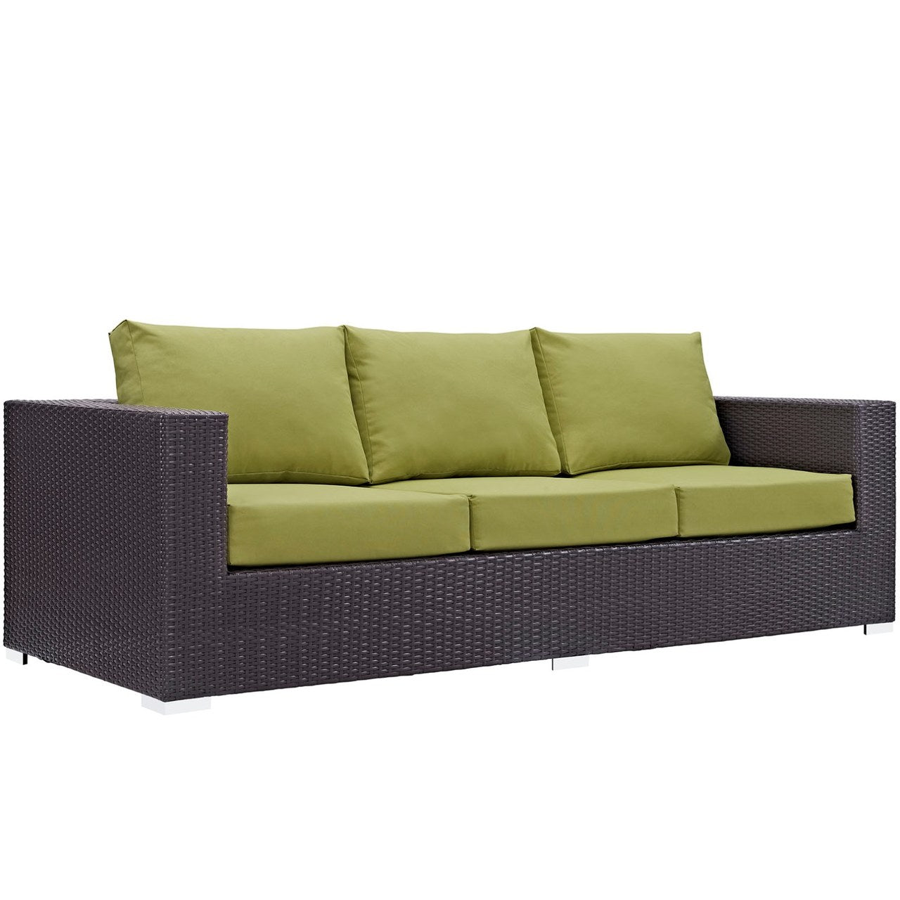 Convene Nine PCS Outdoor Patio Sofa Set, Green, Rattan 10396