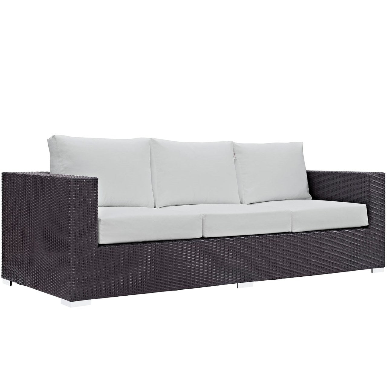 Convene Nine PCS Outdoor Patio Sofa Set, White, Rattan 10399