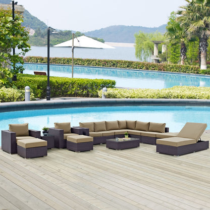 Convene Twelve PCS Outdoor Patio Sectional Set, Brown, Rattan 10422