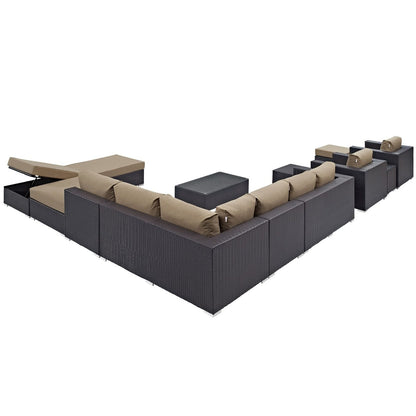 Convene Twelve PCS Outdoor Patio Sectional Set, Brown, Rattan 10422