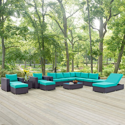 Convene Twelve PCS Outdoor Patio Sectional Set, Blue, Rattan 10426