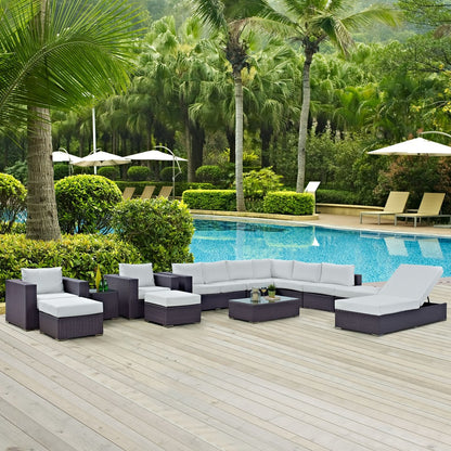 Convene Twelve PCS Outdoor Patio Sectional Set, White, Rattan 10427
