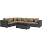 Convene Seven PCS Outdoor Patio Sectional Set, Brown, Rattan 10443