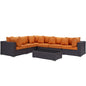 Convene Seven PCS Outdoor Patio Sectional Set, Orange, Rattan 10444