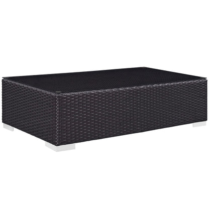 Convene Seven PCS Outdoor Patio Sectional Set, Red, Rattan 10446
