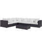 Convene Seven PCS Outdoor Patio Sectional Set, White, Rattan 10448