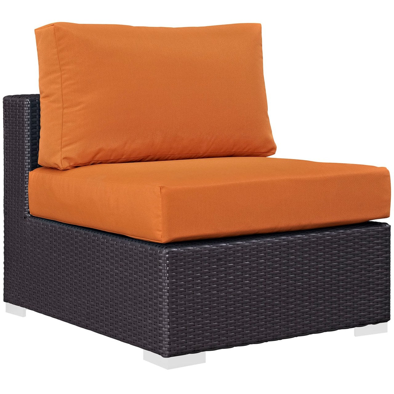 Convene Ten PCS Outdoor Patio Sectional Set, Orange, Rattan 10451