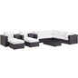 Convene Ten PCS Outdoor Patio Sectional Set, White, Rattan 10455