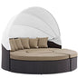 Convene Canopy Outdoor Patio Daybed, Brown, Rattan 10469