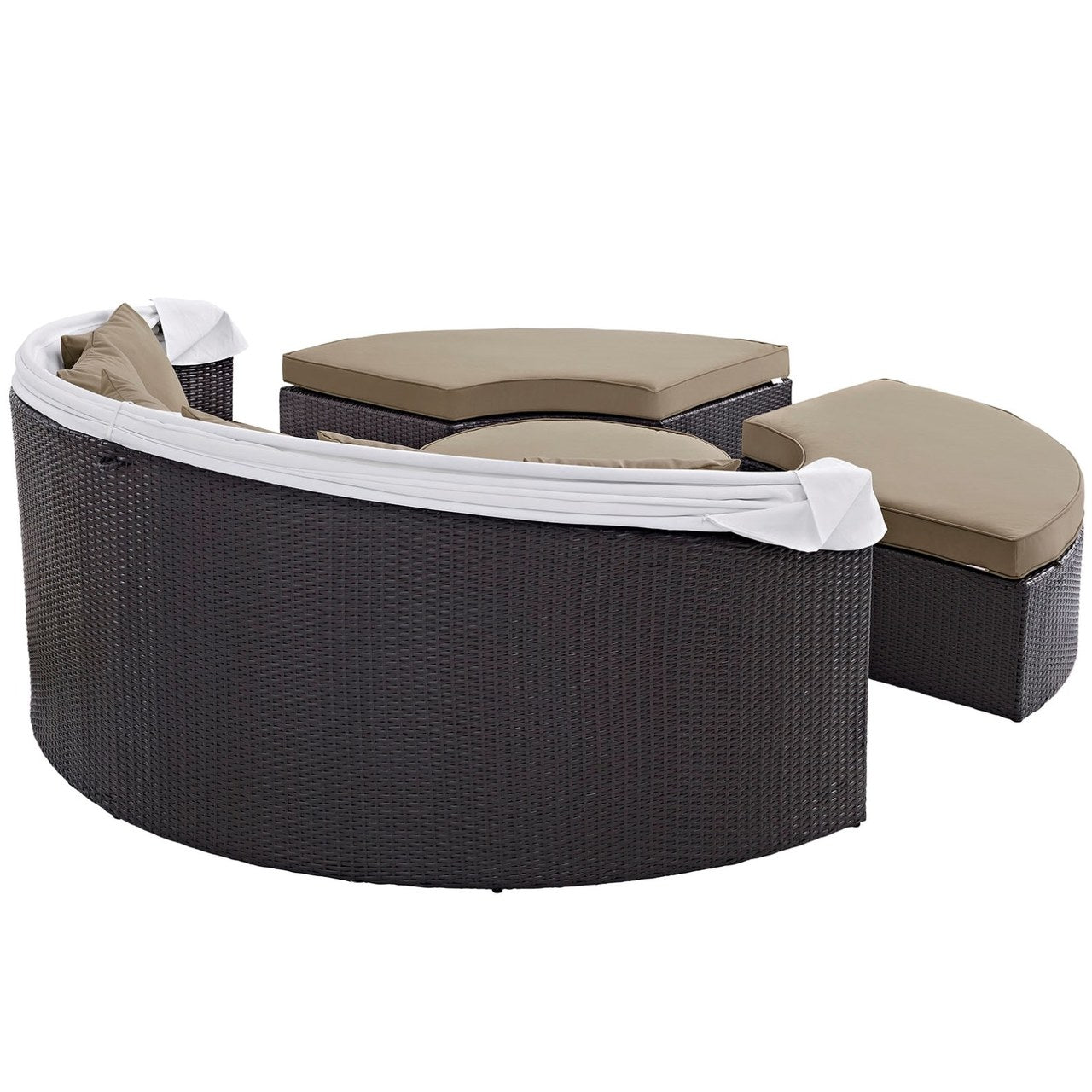 Convene Canopy Outdoor Patio Daybed, Brown, Rattan 10469
