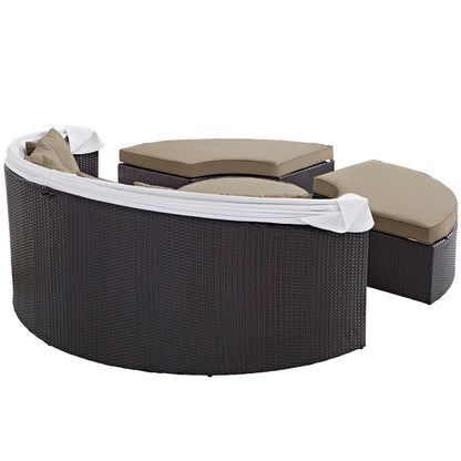 Convene Canopy Outdoor Patio Daybed, Brown, Rattan 10469