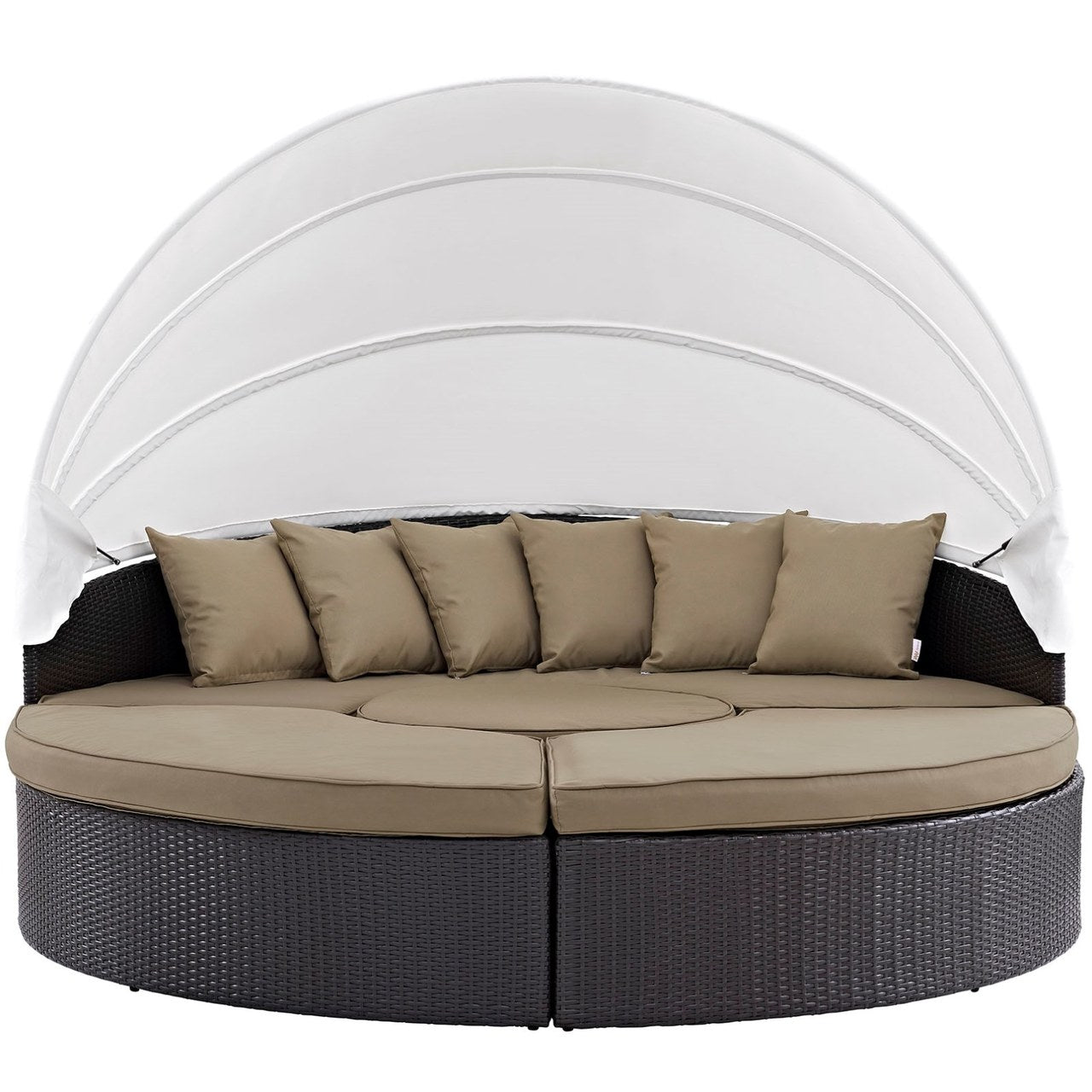 Convene Canopy Outdoor Patio Daybed, Brown, Rattan 10469