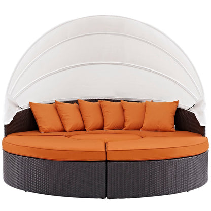 Convene Canopy Outdoor Patio Daybed, Orange, Rattan 10470