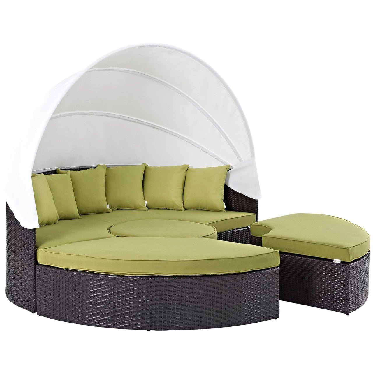 Convene Canopy Outdoor Patio Daybed, Green, Rattan 10471