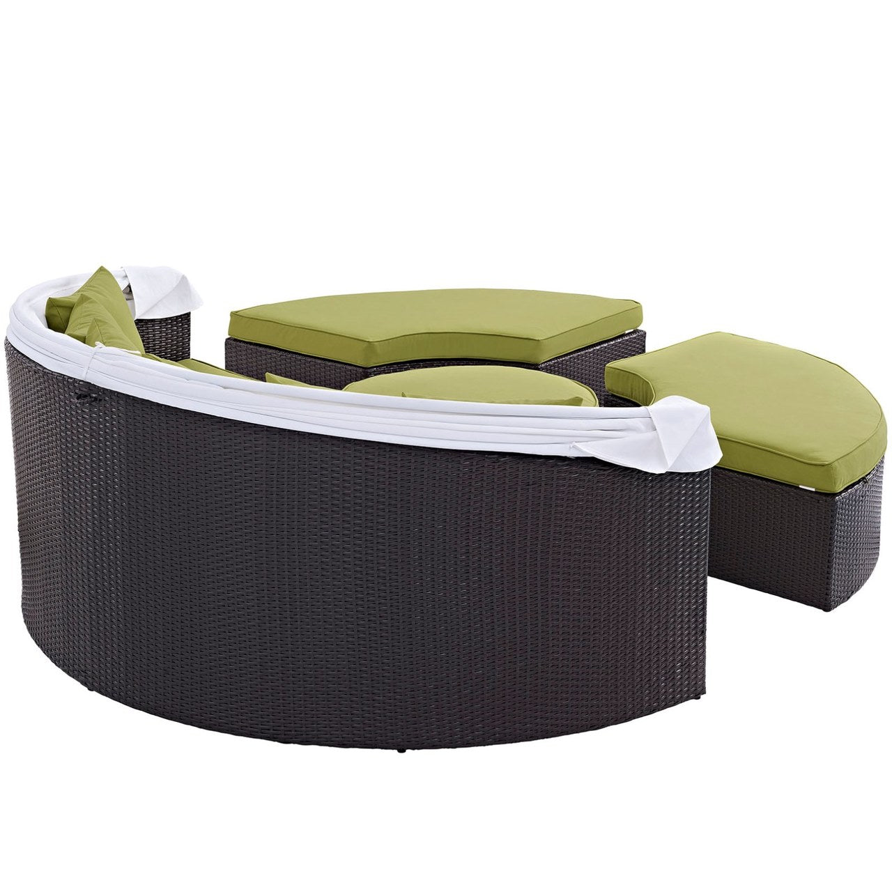 Convene Canopy Outdoor Patio Daybed, Green, Rattan 10471
