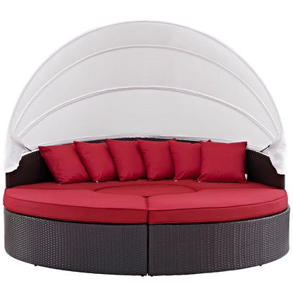 Convene Canopy Outdoor Patio Daybed, Red, Rattan 10472