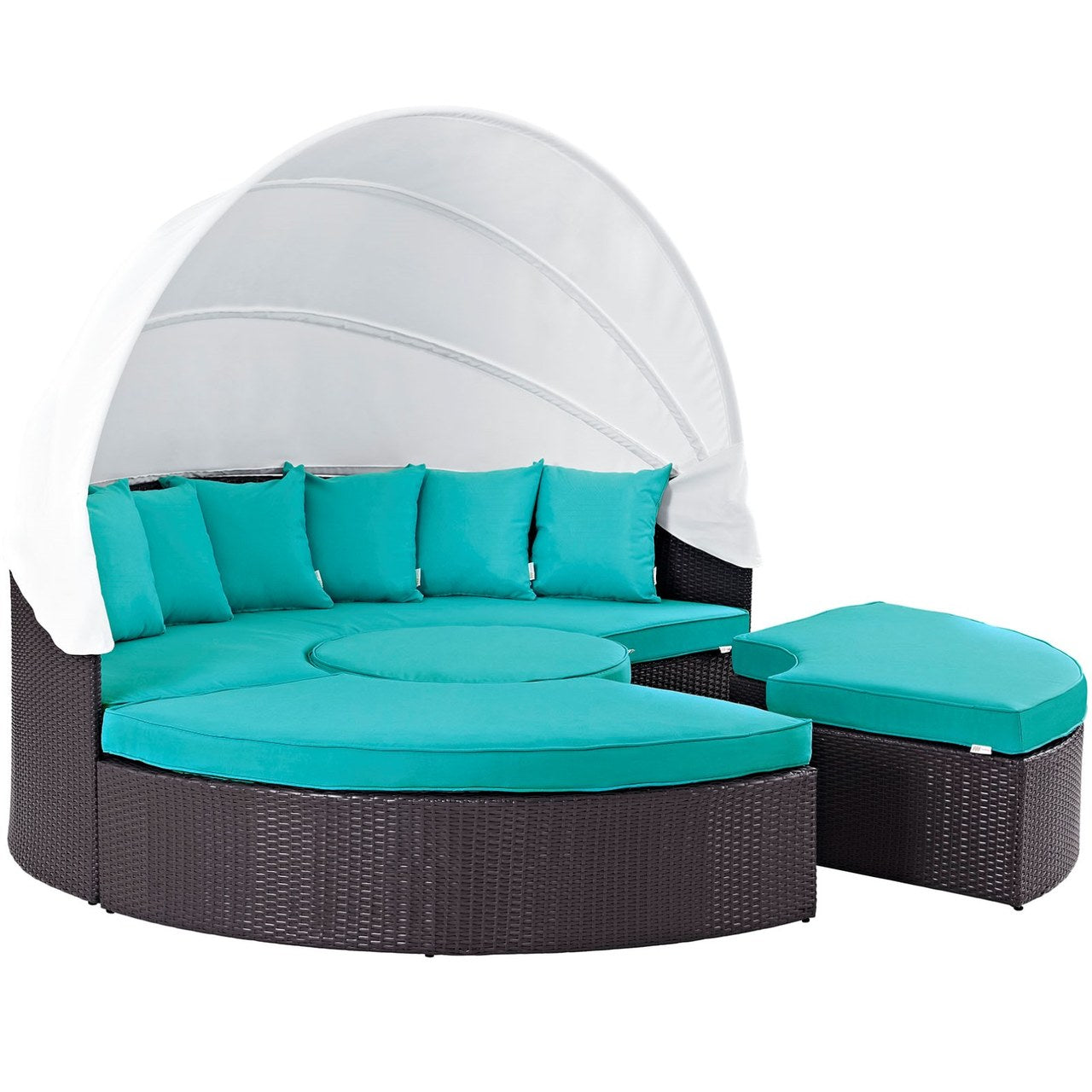 Convene Canopy Outdoor Patio Daybed, Blue, Rattan 10473