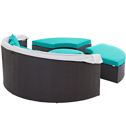 Convene Canopy Outdoor Patio Daybed, Blue, Rattan 10473
