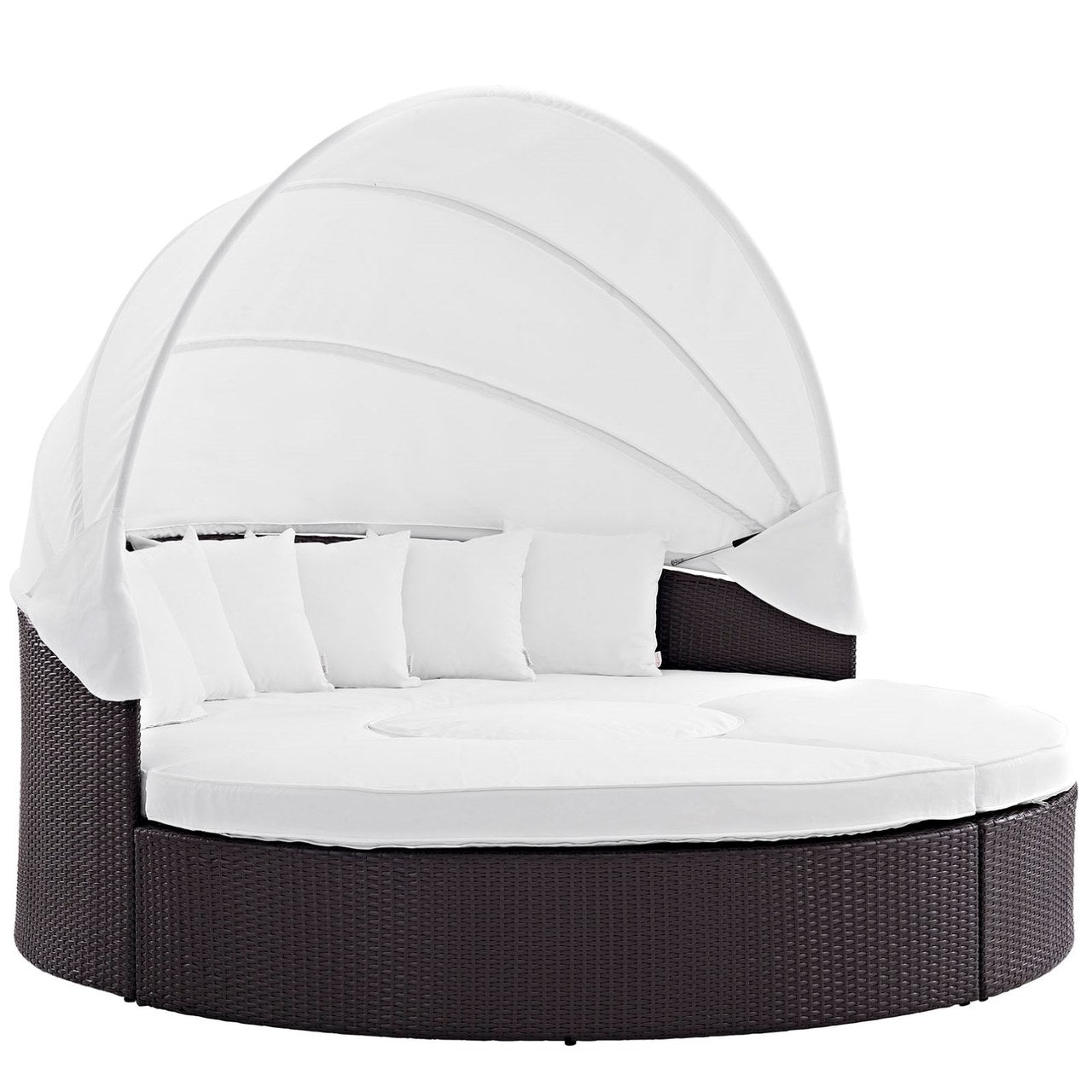 Convene Canopy Outdoor Patio Daybed, White, Rattan 10474