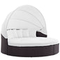 Convene Canopy Outdoor Patio Daybed, White, Rattan 10474