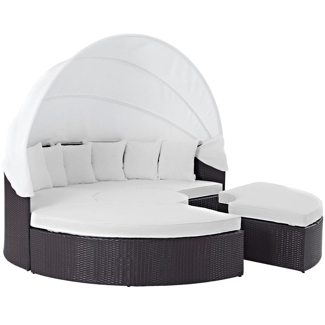 Convene Canopy Outdoor Patio Daybed, White, Rattan 10474