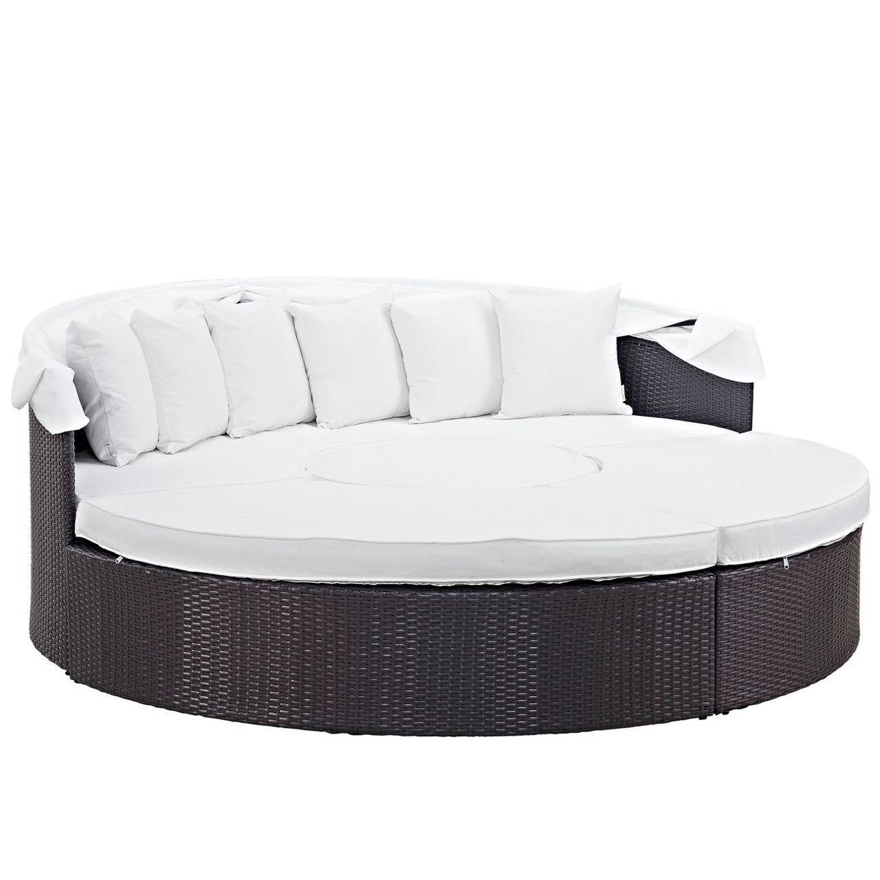 Convene Canopy Outdoor Patio Daybed, White, Rattan 10474