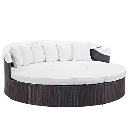 Convene Canopy Outdoor Patio Daybed, White, Rattan 10474