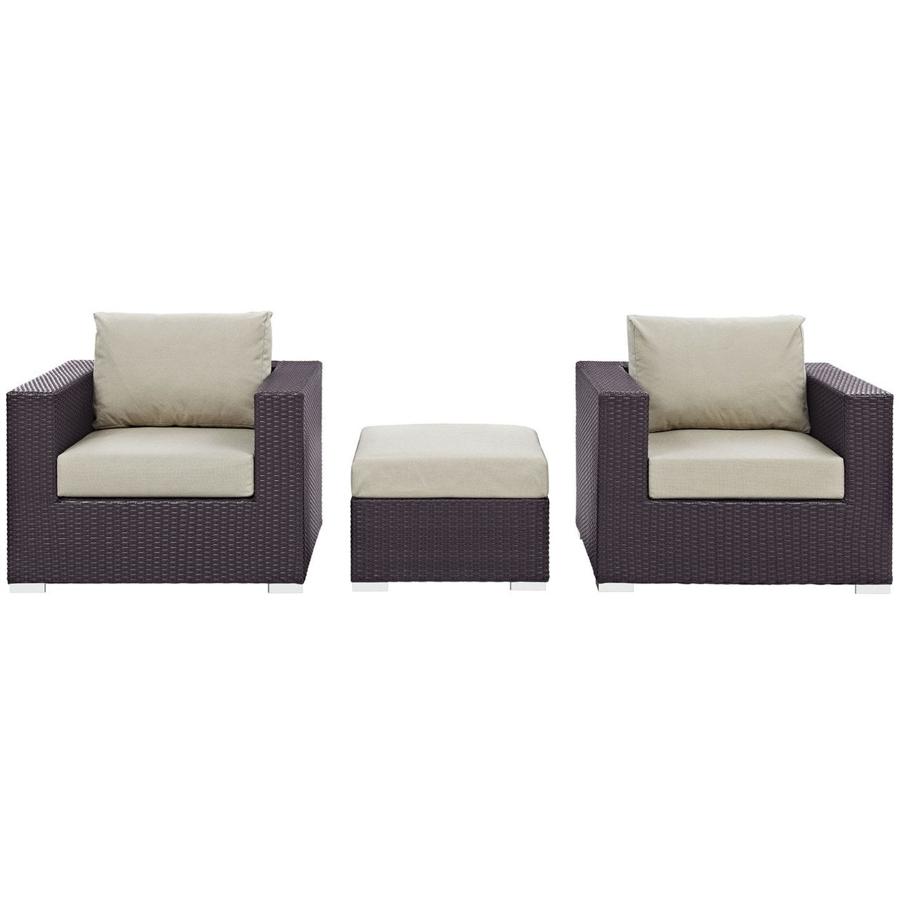 Convene Three PCS Outdoor Patio Sofa Set, Beige, Rattan 10475