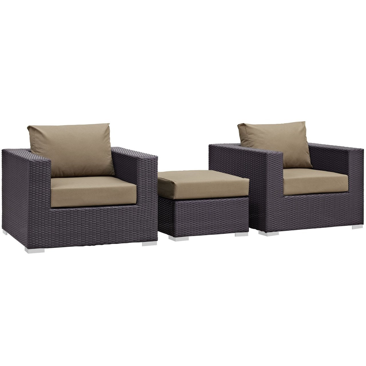 Convene Three PCS Outdoor Patio Sofa Set, Brown, Rattan 10476