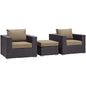 Convene Three PCS Outdoor Patio Sofa Set, Brown, Rattan 10476