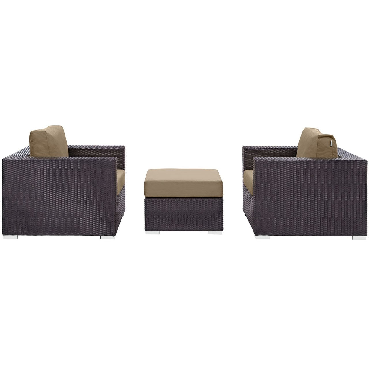 Convene Three PCS Outdoor Patio Sofa Set, Brown, Rattan 10476