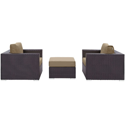 Convene Three PCS Outdoor Patio Sofa Set, Brown, Rattan 10476