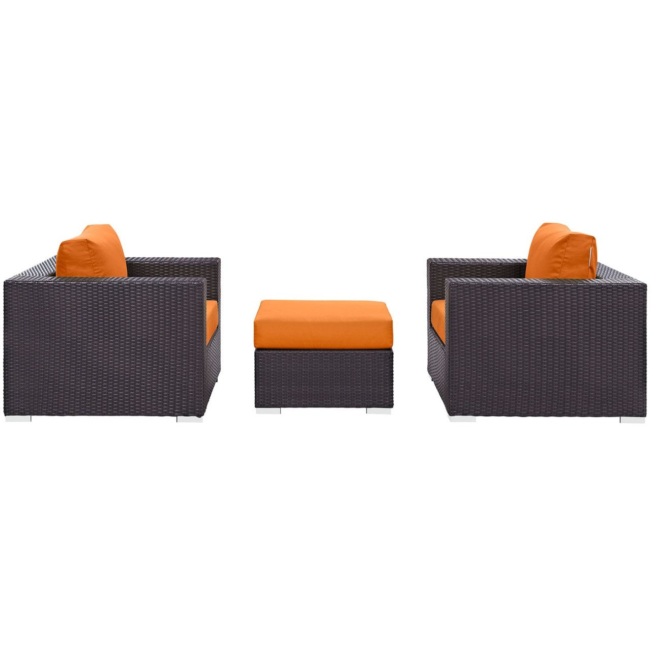 Convene Three PCS Outdoor Patio Sofa Set, Orange, Rattan 10477