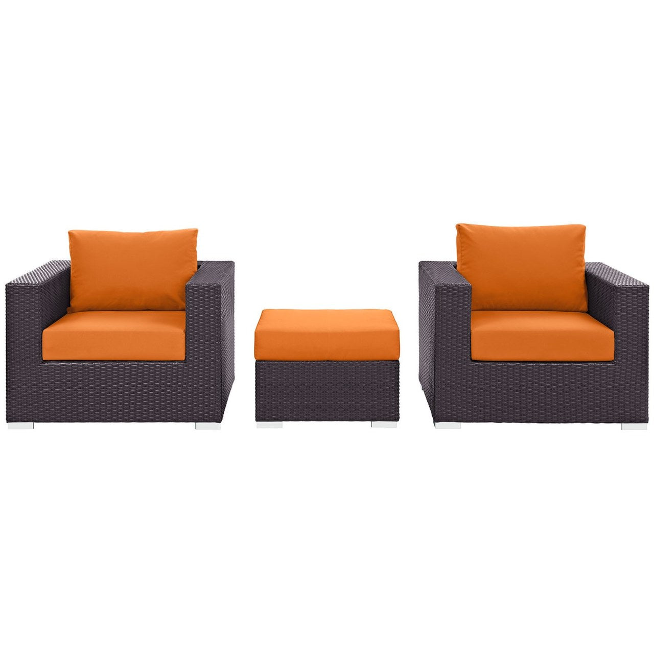 Convene Three PCS Outdoor Patio Sofa Set, Orange, Rattan 10477