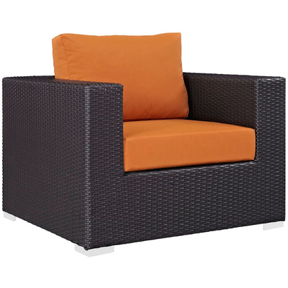 Convene Three PCS Outdoor Patio Sofa Set, Orange, Rattan 10477