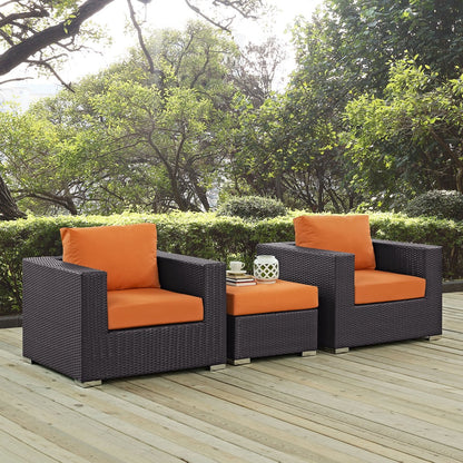 Convene Three PCS Outdoor Patio Sofa Set, Orange, Rattan 10477