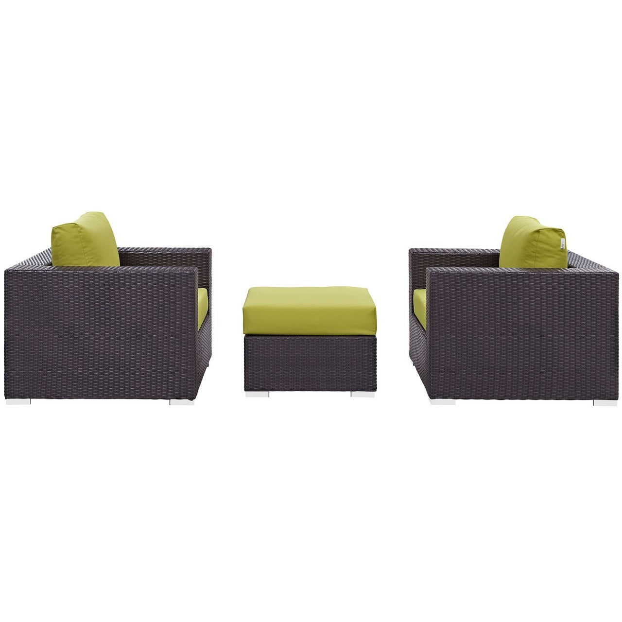 Convene Three PCS Outdoor Patio Sofa Set, Green, Rattan 10478