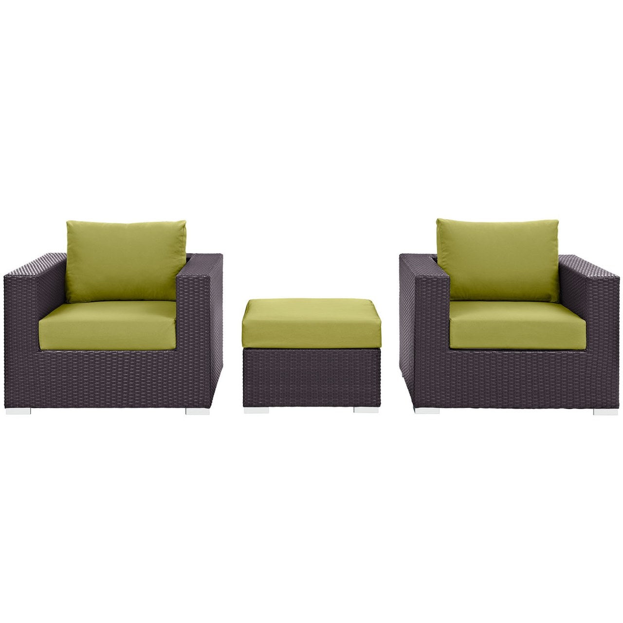 Convene Three PCS Outdoor Patio Sofa Set, Green, Rattan 10478