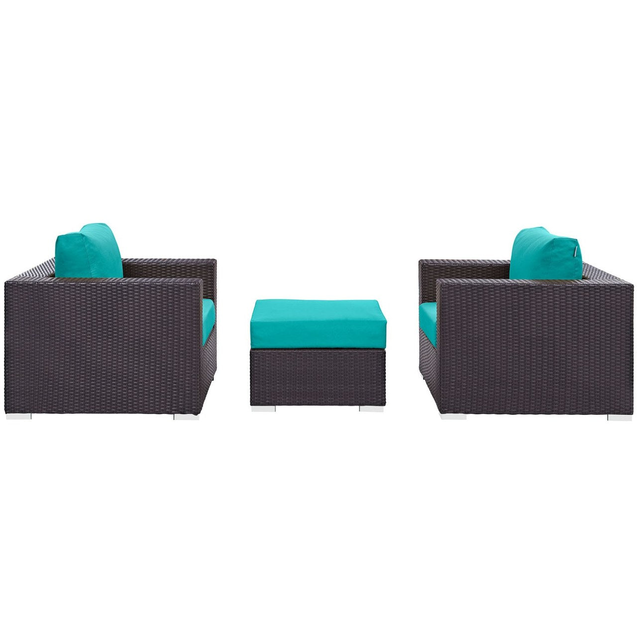 Convene Three PCS Outdoor Patio Sofa Set, Blue, Rattan 10480