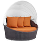 Convene Canopy Outdoor Patio Daybed, Orange, Rattan 10483