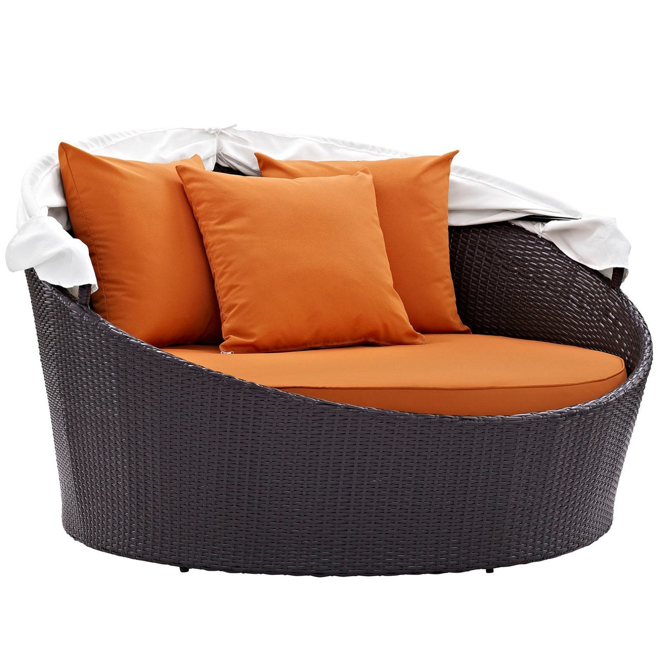 Convene Canopy Outdoor Patio Daybed, Orange, Rattan 10483