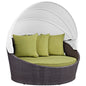 Convene Canopy Outdoor Patio Daybed, Green, Rattan 10484