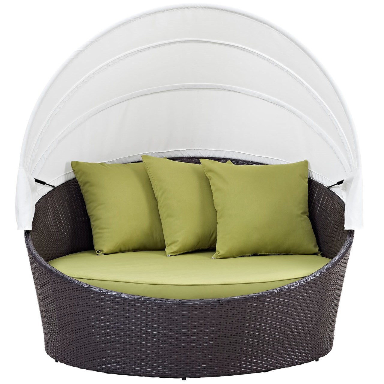 Convene Canopy Outdoor Patio Daybed, Green, Rattan 10484
