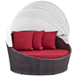 Convene Canopy Outdoor Patio Daybed, Red, Rattan 10485