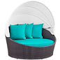 Convene Canopy Outdoor Patio Daybed, Blue, Rattan 10486