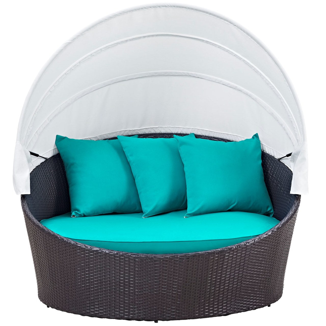 Convene Canopy Outdoor Patio Daybed, Blue, Rattan 10486