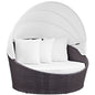 Convene Canopy Outdoor Patio Daybed, White, Rattan 10487
