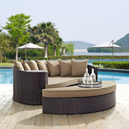 Convene Outdoor Patio Daybed, Brown, Rattan 10488