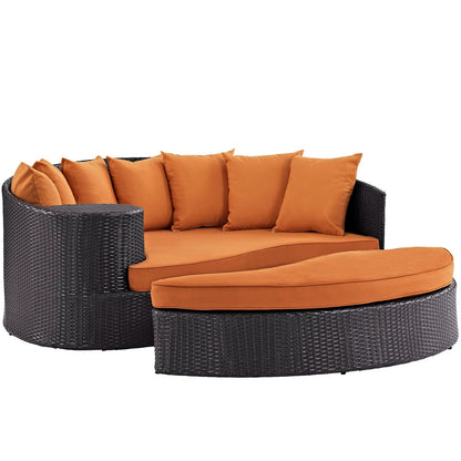 Convene Outdoor Patio Daybed, Orange, Rattan 10489